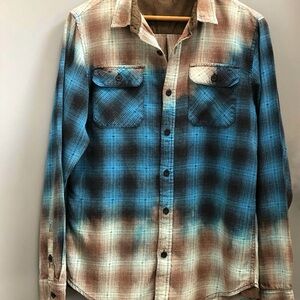Custom Bleached Flannel Shirt, Sz Mens M (slim fit).